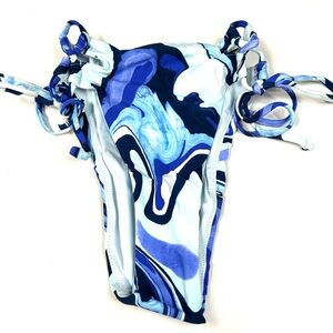 NEW Victorias Secret Size XS High Leg Cheeky Bikini Bottoms Blue 8MF #3433